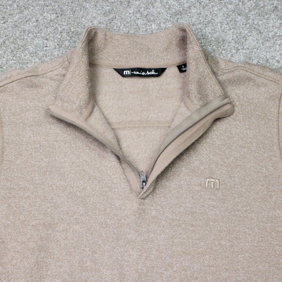 Travis Mathew Sweatshirt Mens Small Beige Hideaway 1/4 Zip Golf L/S Pullover - Picture 8 of 16
